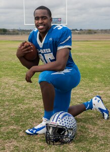 Bryan London, Randolph High School senior, plays linebacker and running back on the varsity football team and has been chosen as a participant in the 2015 San Antonio Sports All-Star Football Game to be played Jan. 3, 2014. (U.S. Air Force photo by Airman 1st Class Stormy Archer)
