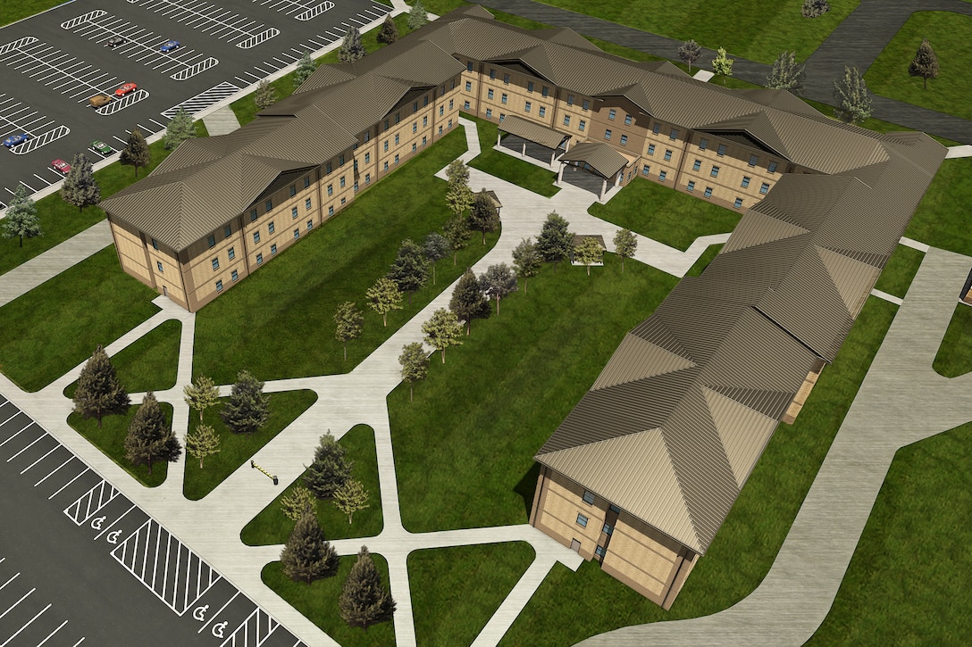 A rendering of the new three-story HHB barracks at Fort Campbell that will house 296 Soldiers.