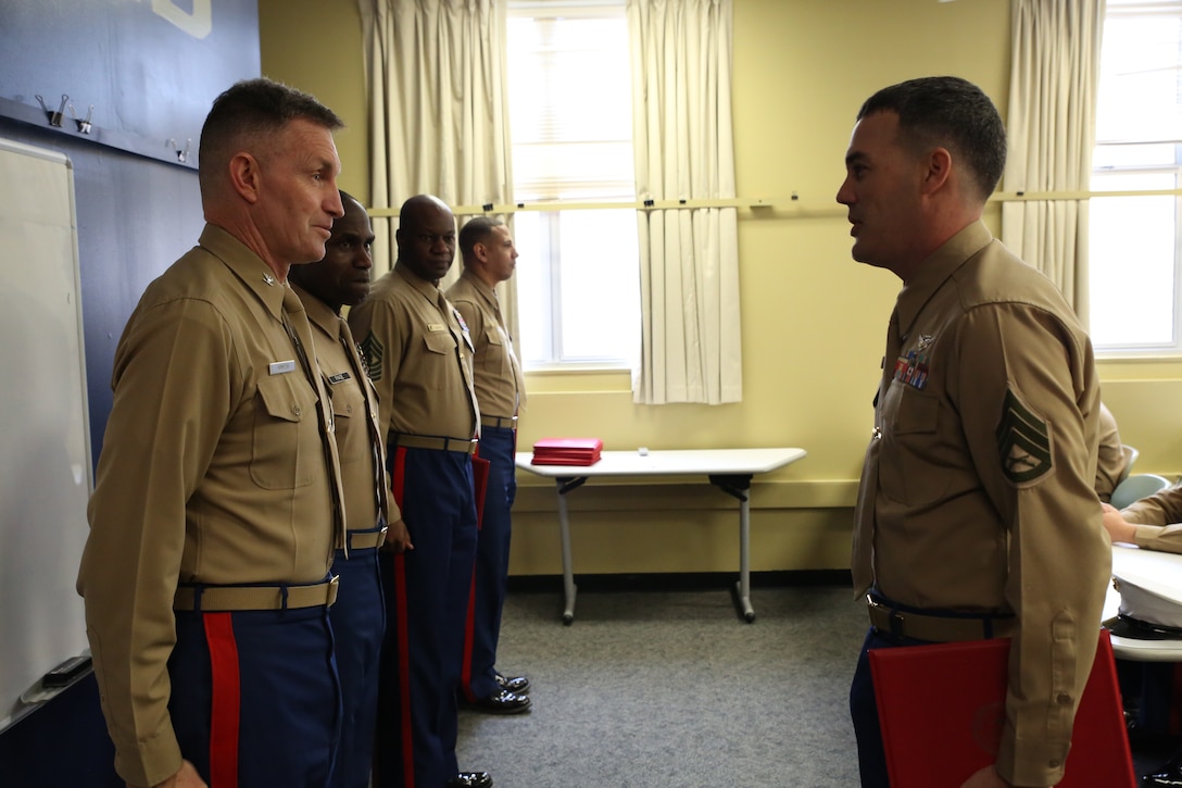 Recruiters were awarded by Col. William J. Bowers, 6th Marine Corps District commanding officer, Dec. 18, 2014 after graduating SNCOIC Course 1-15.   