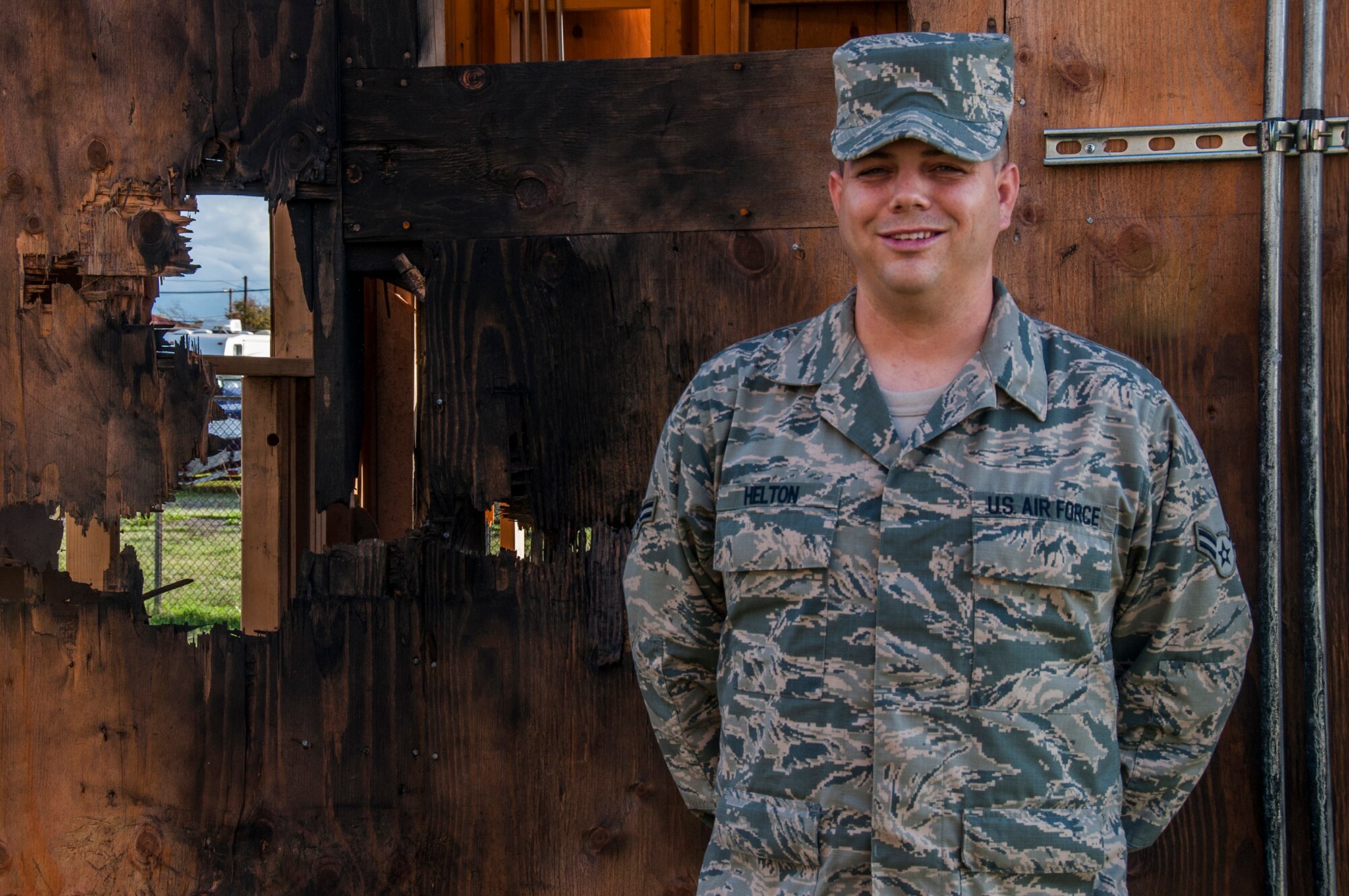 TRAVIS AIR FORCE BASE, Calif. -- Airman 1st Class William Helton from the 349th Civil Engineer Squadron sprang into action, safes life this past December. (U.S. Air Force photo/Staff Sgt. Amelia Leonard) 