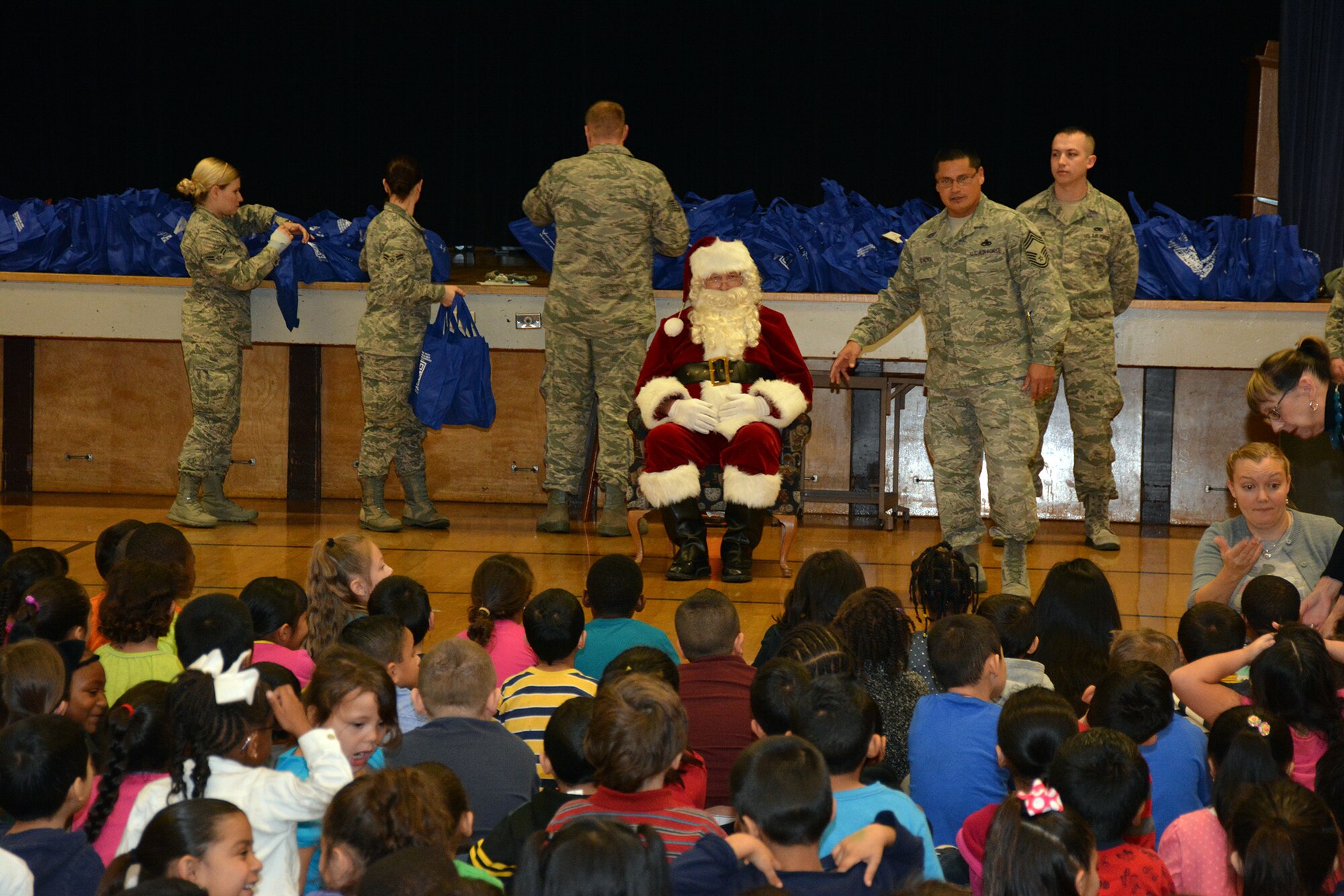 TRAVIS AIR FORCE BASE, Calif. -- Both 349th and 60th Air Mobility Wing members were out and about in the community this week supporting Operation Teddy Bear, Dec. 15-18. (U.S. Air Force photo/2nd Lt. Stephen Collier) 