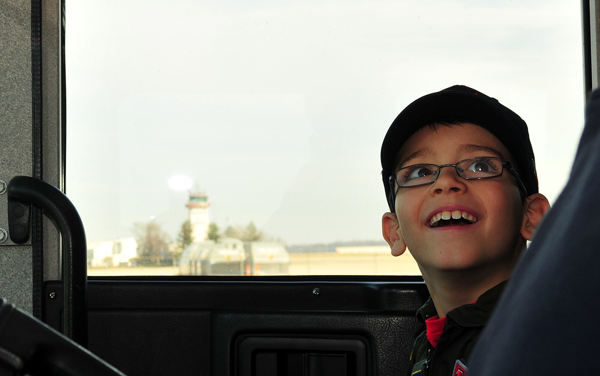 The 121st Air Refueling Wing hosted eight year old Roman Pettograsso for their inaugural pilot for a day program Dec 11, 2014, at Rickenbacker Air National Guard Base, Ohio. (U.S. National Guard photo by Airman 1st Class Wendy Kuhn/released)


