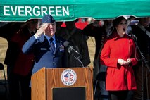Emily Tucker, Miss Goldsboro 2014 and Goldsboro Wreaths Across America event coordinator, sings the national anthem during National Wreaths Across America Day at Evergreen Memorial Cemetery in Princeton, North Carolina, Dec. 13, 2014. The event was part of the Wreaths Across America mission, which delivered hundreds of thousands of remembrance wreaths to more than 900 cemeteries across the country in honor of our nation’s fallen heroes. (U.S. Air Force photo by Airman 1st Class Brittain Crolley) 