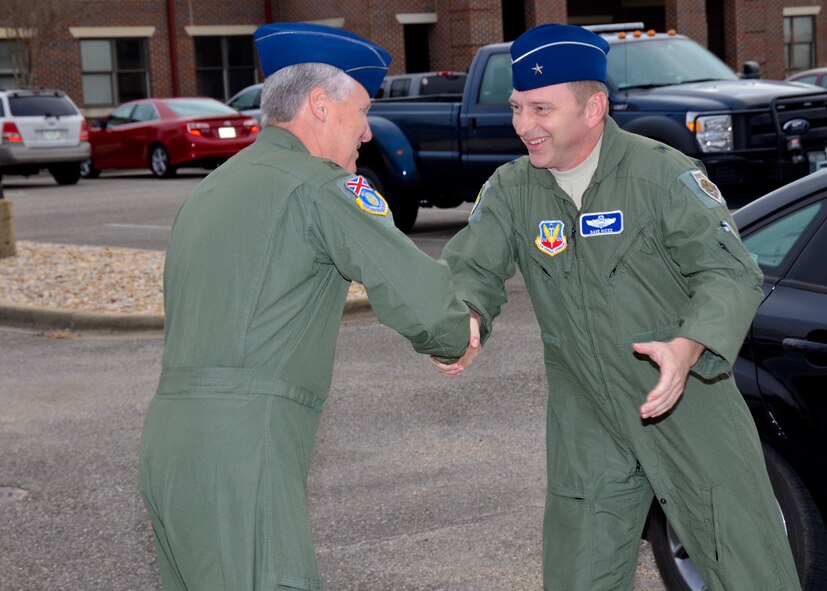Major General James C. Witham, Deputy Director of the Air National Guard visited the 117th Air Refueling Wing, Birmingham, Alabama 14 December 2014. He was accompanied by Brigadier General David W Hicks, Vice Commander 1st Air Force, Brigadier General Kevin W. Bradley, Assistant Adjutant General of the New York Air National Guard, and Brigadier General Steven J. Berryhill, Commander Alabama Air National Guard and Assistant to the Commander, 18th Air Force. (U.S. Air National Guard photo by: A1C Wesley Jones/Released)