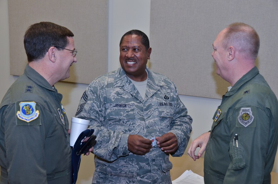 Major General James C. Witham, Deputy Director of the Air National Guard visited the 117th Air Refueling Wing, Birmingham, Alabama 14 December 2014. He was accompanied by Brigadier General David W Hicks, Vice Commander 1st Air Force, Brigadier General Kevin W. Bradley, Assistant Adjutant General of the New York Air National Guard, and Brigadier General Steven J. Berryhill, Commander Alabama Air National Guard and Assistant to the Commander, 18th Air Force. (U.S. Air National Guard photo by: Master Sgt.David Maxwell/Released)