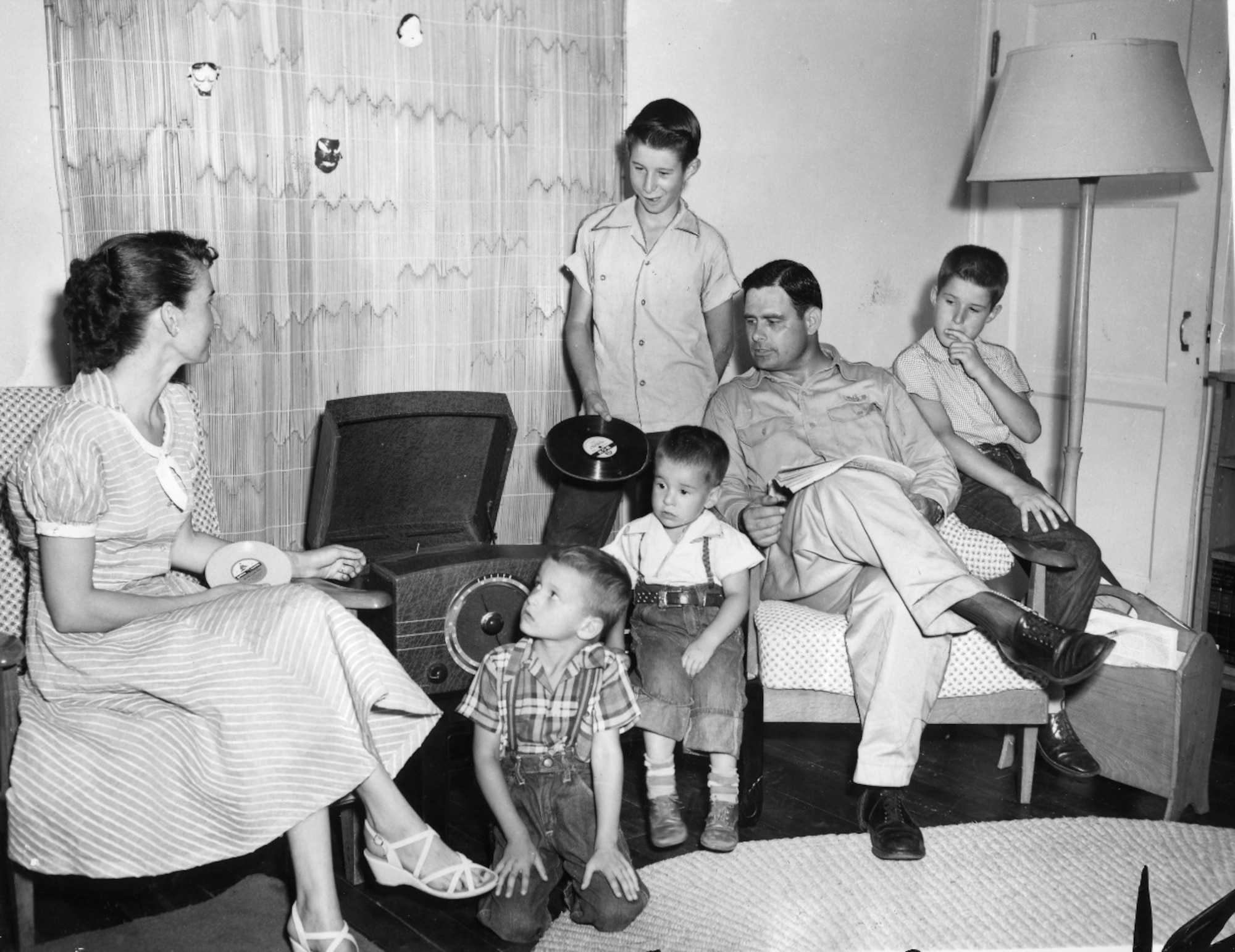 This photo is of a typical family at Yokota in base housing on Sept. 13, 1955. Cold War concerns would have been part of their daily lives. (U.S. Air Force photo
courtesy of the 374th Airlift Wing History Office)