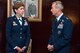 Gen. Lori Robinson, Pacific Air Forces commander, talks with Maj. Gen. Terrence O'Shaughnessy, incoming 7th Air Force commander, before his promotion ceremony at Osan Air Base, Republic of Korea, Dec. 18, 2014. This is Robinson’s first visit to Osan as COMPACAF, as part of a visit to several locations around the peninsula. (U.S. Air Force photo by Senior Airman Matthew Lancaster)