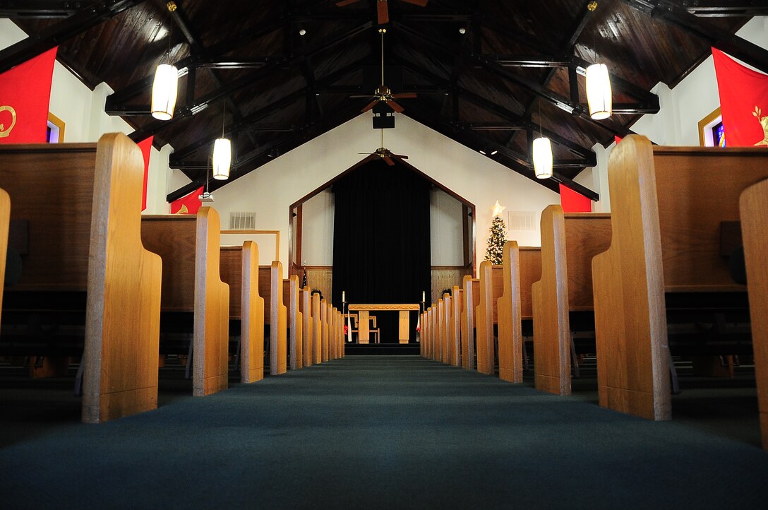 One of the biggest missions for a Chapel is to provide freedom of religion and religious practices or accommodations. Currently the Chapel offers both Catholic and Protestant services. For more information call 434-2500. (U.S. Air Force photo/Senior Airman Kaleb Snay)