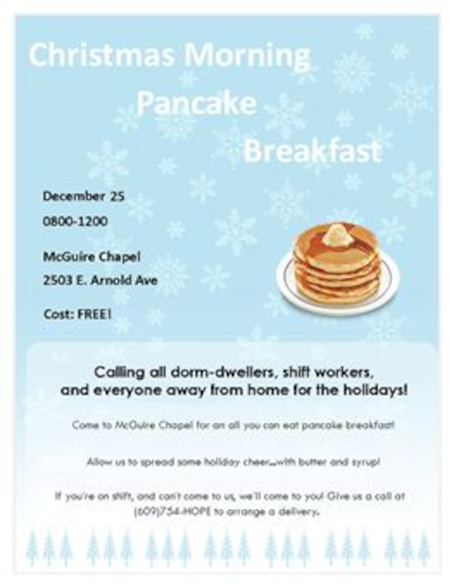 Joint Base McGuire-Dix-Lakehurst Chapel Pancake Breakfast