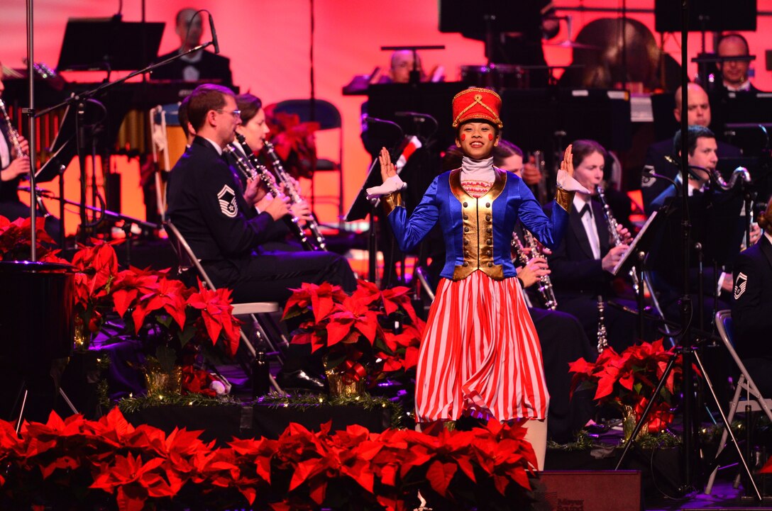 A member of the Virginia Ballet Company dances to "March of the Toys" during the 8th annual Holiday Matinee for Kids performance at D.A.R. Constitution Hall on Friday, Dec. 12. (U.S. Air Force photo by Senior Master Sgt. Bob Kamholz/released)
