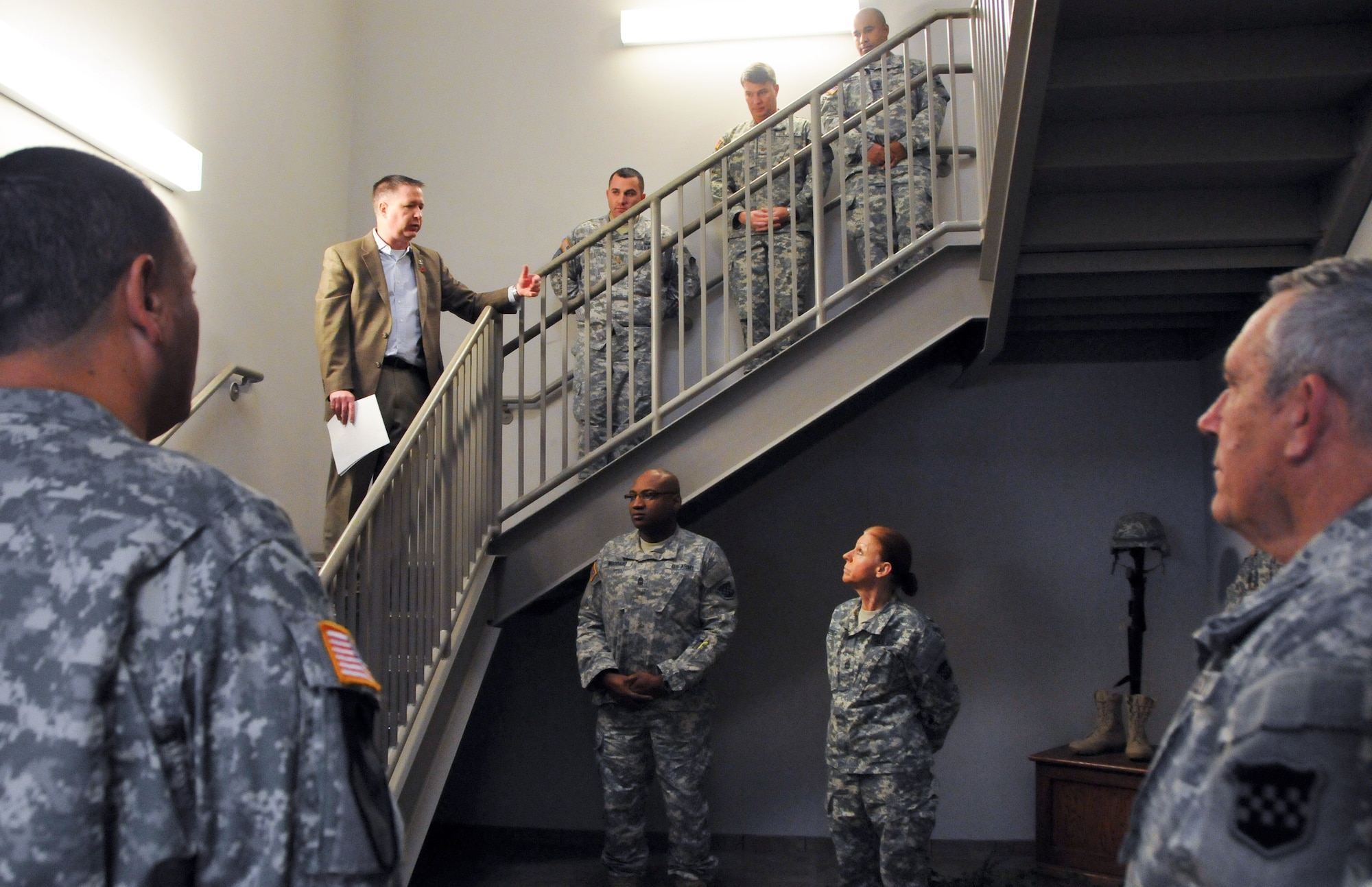 Stephen Harlan, command historian for the Army Reserve’s 99th Regional Support Command, was joined by Army Reserve Soldiers Dec. 16 at the Maj. John P. Pryor Army Reserve Center on Joint Base McGuire-Dix-Lakehurst, N.J., to commemorate the 70th anniversary of the Second World War’s Battle of the Bulge. (U.S. Army photo by Staff Sgt. Shawn Morris/Released)