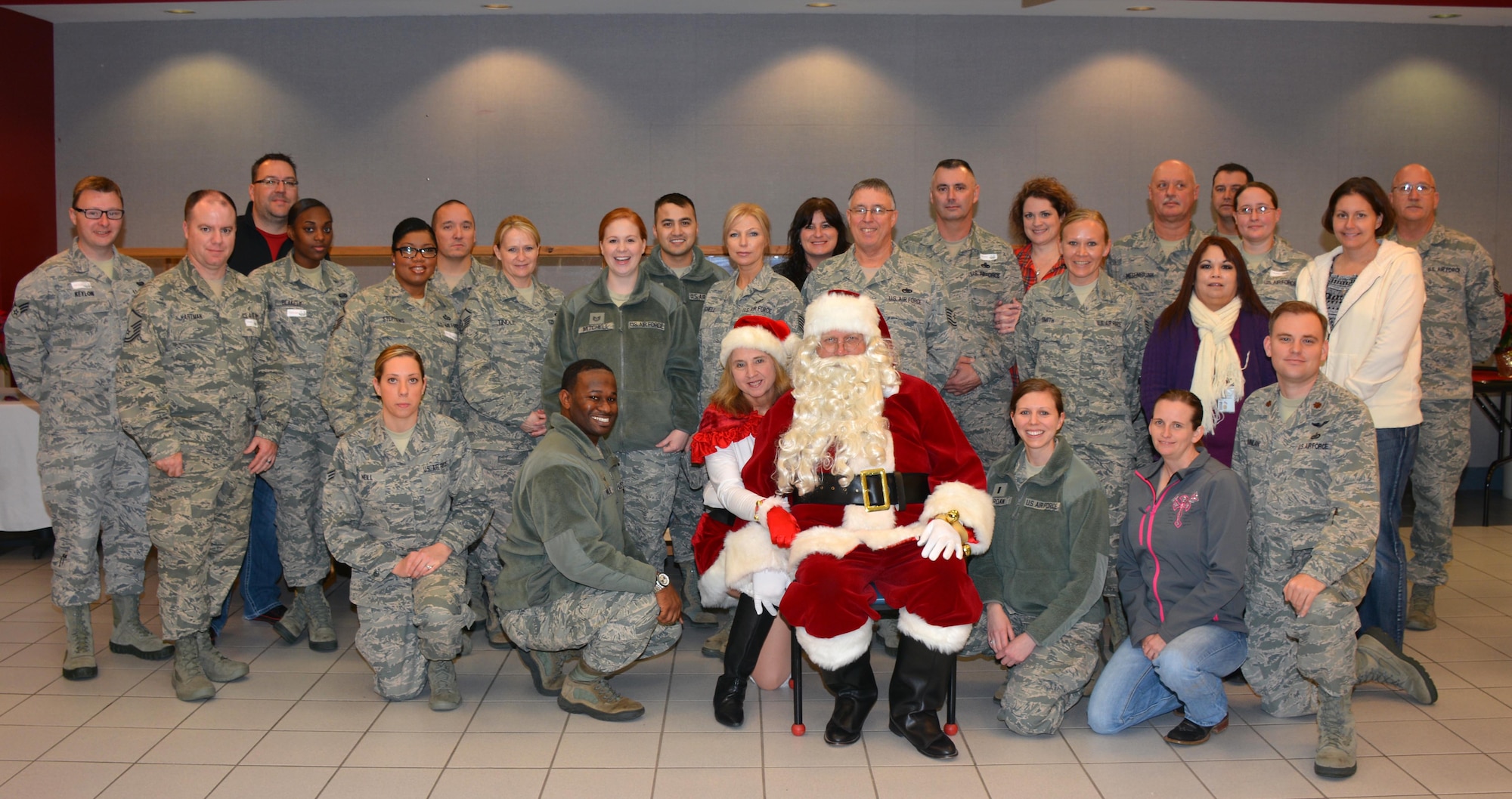 A group of Reserve and Guard Airmen pose for a photo before the Annual Normans Veterans Center Christmas Party Dec. 22.  (Courtesy Photo) 