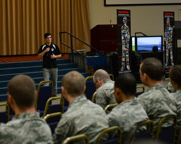 Team Barksdale hosted the Save A Life Tour at Hoban Hall Dec. 18, to remind Airmen about dangers of distracted or drunken driving. Safety events, such as the Save A Life Tour, and others are held annually before long weekends or major holidays and consist of a large group session, often held in Hoban Hall, followed by small group sessions hosted by individual units or squadrons. (U.S. Air Force photo/Senior Airman Benjamin Raughton)