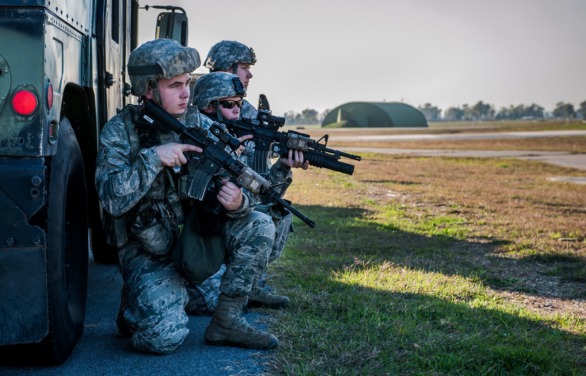 Airmen from the 39th Security Forces Squadron participate during an emergency response exercise Dec. 16, 2014, at Incirlik Air Base, Turkey. Members of the 39th Air Base Wing frequently train to ensure mission readiness and to keep skills sharp for real world emergencies. (U.S. Air Force photo by Airman Cory W. Bush/Released)