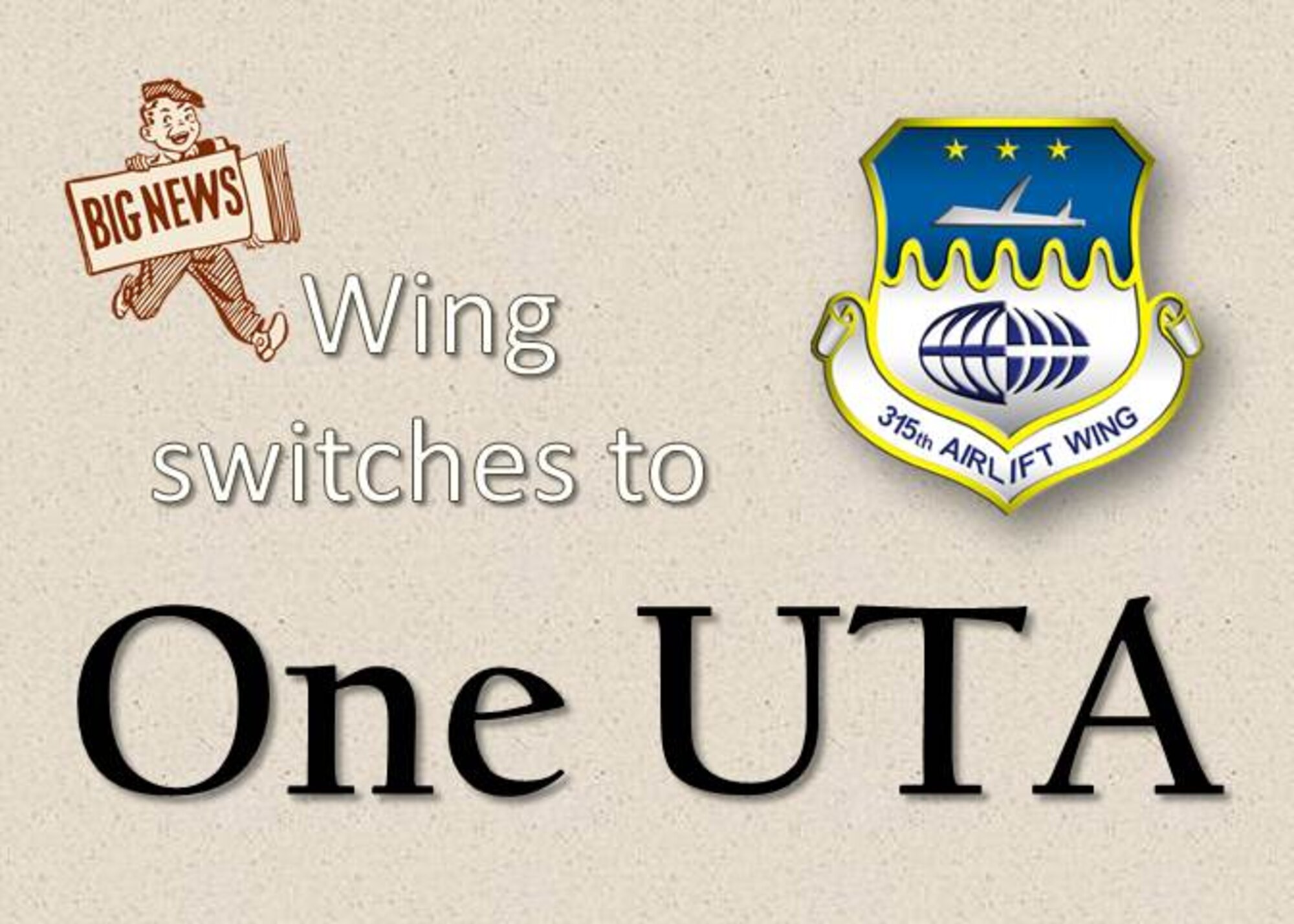 Following a three-month trial period, the decision was made December 8, 2014 for the 315th Airlift Wing to continue with one combined Unit Training Assembly weekend for the foreseeable future, with an unsupported alternate weekend. (U.S. Air Force graphic)
