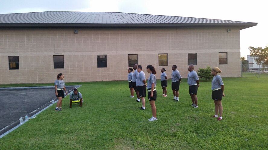 Members of the 50th Regional Support Group perform morning Physical Readiness Training Oct. 7. (Courtesy Photo)
