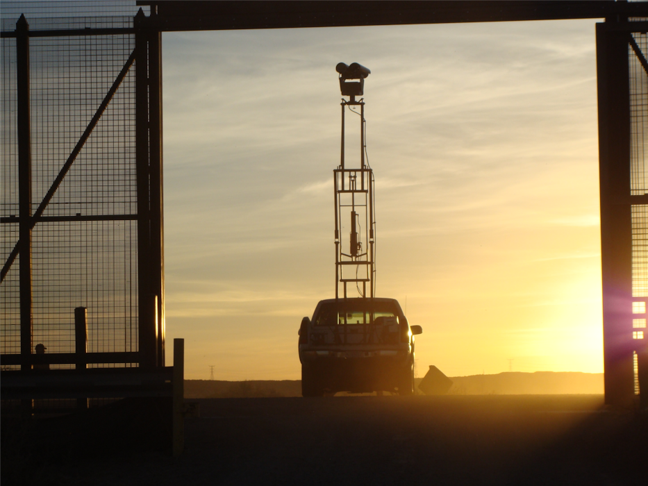 “Border Patrol Surveillance Camera at the Border Fence in the El Paso Sector.”  Photo by Art Aranda.