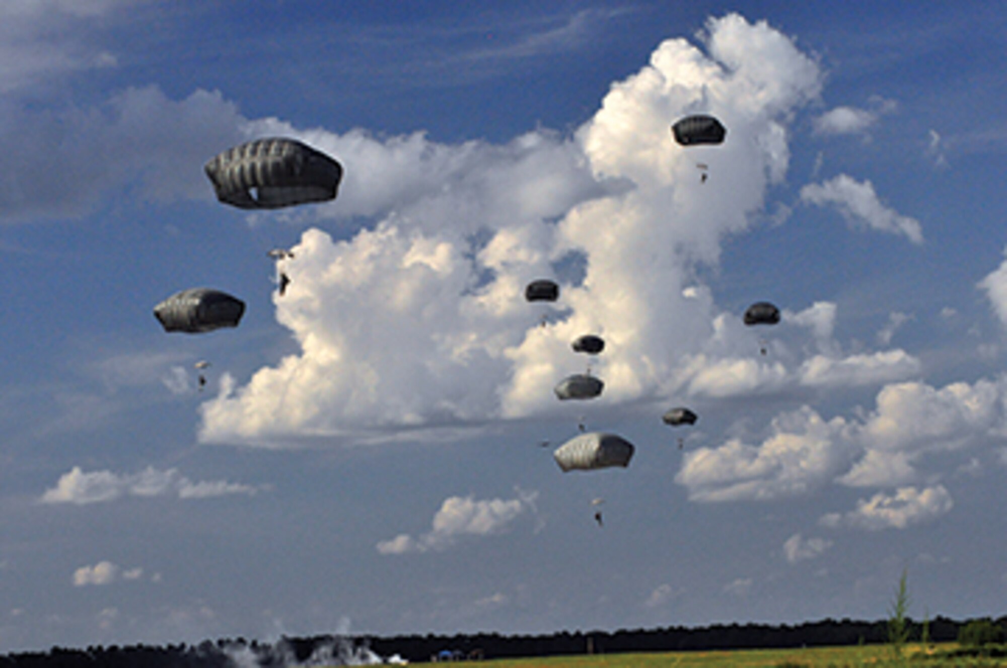 Airborne students prepare to land during jump school.