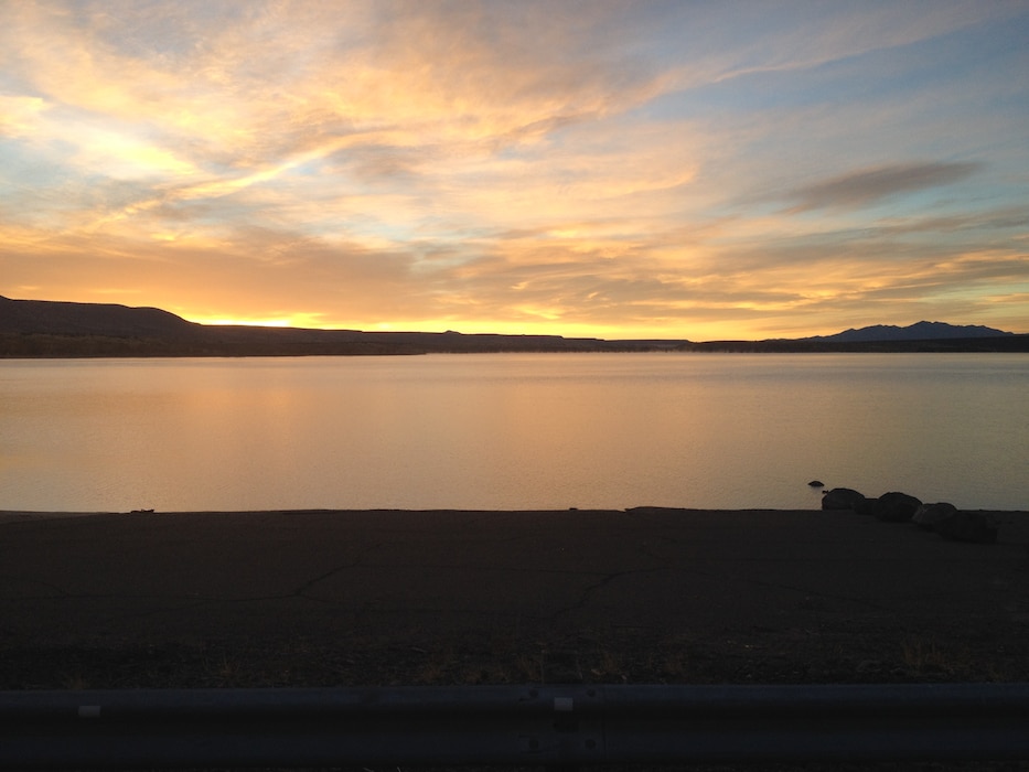 2014 District Photo Drive entry. Photo by Michelle Gilo, Nov. 19, 2014. “Watching the sunrise above the lake from the Cochiti Lake boat ramp.”