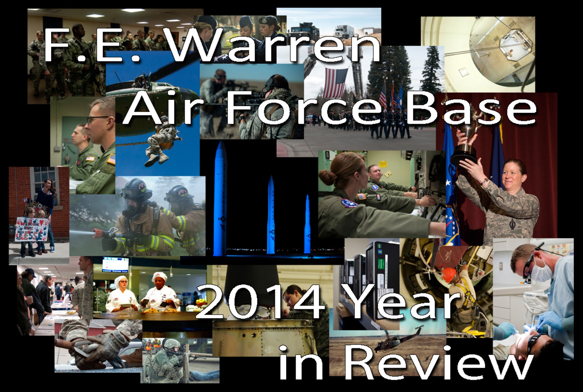 A photo collage of the 90th Missile Wing, F.E. Waren Air Force Base, Wyo., from 2014.(U.S. Air Force photo illustration by Airman 1st Class Brandon Valle)
