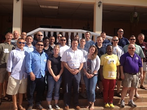 Members of Joint Task Force-Bravo pose for a photo during a marriage retreat at the Comayagua Golf Club, Honduras, Jan. 30, 2014. Twenty-six members of the Task Force attended the event, which was coordinated by the Joint Task Force-Bravo Chaplain's Office. The theme of the retreat was "Finding Strength for Military Marriages," and topics discussed included communication, marriage pitfalls, and reintegration.  (Courtesy photo)