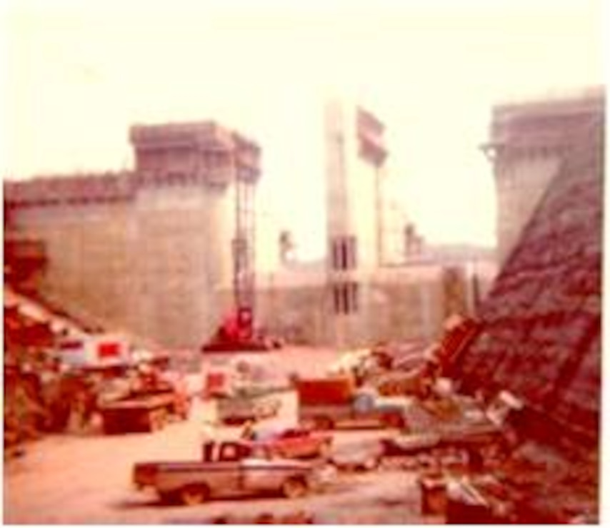 Construction of the Raystown Lake project outlet works. 
