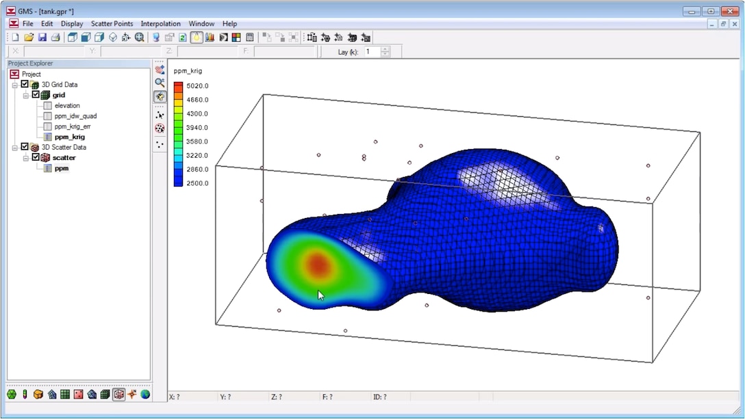 A GMS screen capture displays a plume iso-volume to help engineers better analyze data.