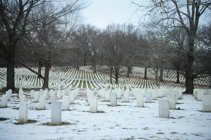 Arlington National Cemetery, Va. contains the gravesites of more than 400,000 service members, their families, military chaplains, nurses, confederate and union soldiers, former slaves, presidents and senators. The cemetery has the second largest number of burials of any national cemetery in the United States, with approximately 6,900 burials a year; just behind Calverton National Cemetery in Long Island, N.Y. (U.S. Air Force Photo/Airman 1st Class Joshua R. M. Dewberry)