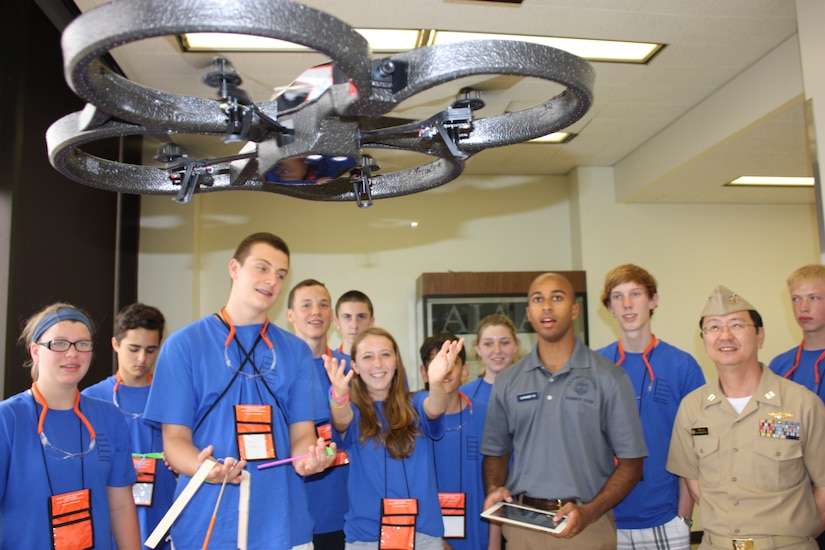 Students participate in a variety of hands-on, real-world approaches to solving design and analysis problems utilizing the U.S. Naval Academy’s world-class laboratories, and have the opportunity to interact with the faculty and midshipmen who serve as role models and mentors for the students during the Naval Academy Summer Seminar Program. (U.S. Navy photo/ Lt. Teng Ooi)