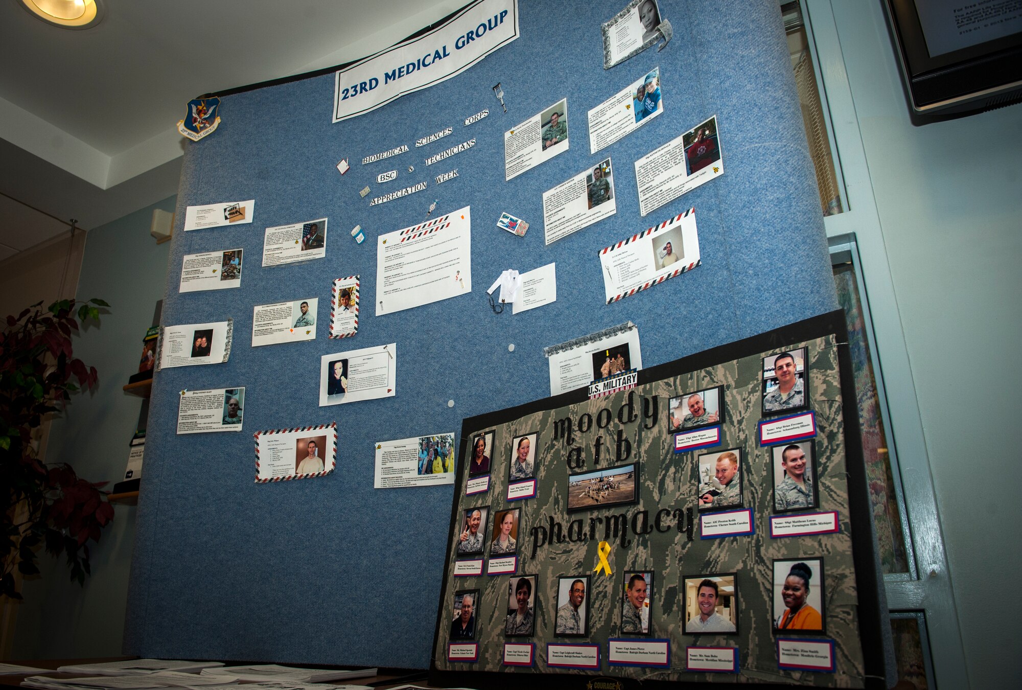 A display for Biomedical Science Corps Week sits in the 23d Medical Group at Moody Air Force Base, Ga., Jan. 31, 2014. During BSC Week, BSCs and BSC technicians held a chili cook off, handed out floats, participated in a scavenger hunt and volunteered at a soup kitchen. (U.S. Air Force photo by Senior Airman Jarrod Grammel/Released)
