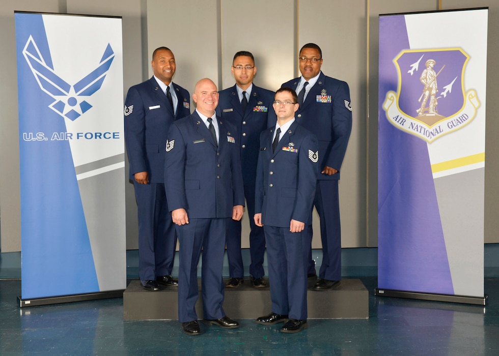McGHEE TYSON AIR NATIONAL GUARD BASE, Tenn. – Students attending the Satellite Noncommissioned Officer Academy Class 13-9, from the 151st Air Refueling Wing, Salt Lake City, Utah. gather at the I.G. Brown Air National Guard Training and Education Center here, Dec. 10, 2013. (U.S. Air National Guard photo by Master Sgt. Kurt Skoglund/Released)