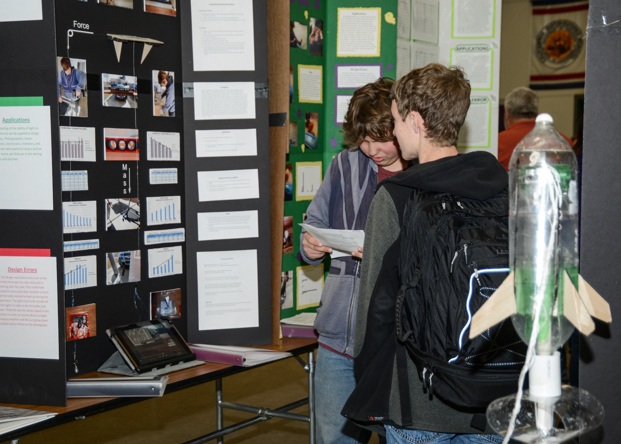 Students arrived at the Science Fair at Desert High School after 24 hours of waiting to see how well they did on their projects Jan. 31. (U.S. Air Force photo by Rebecca Amber)