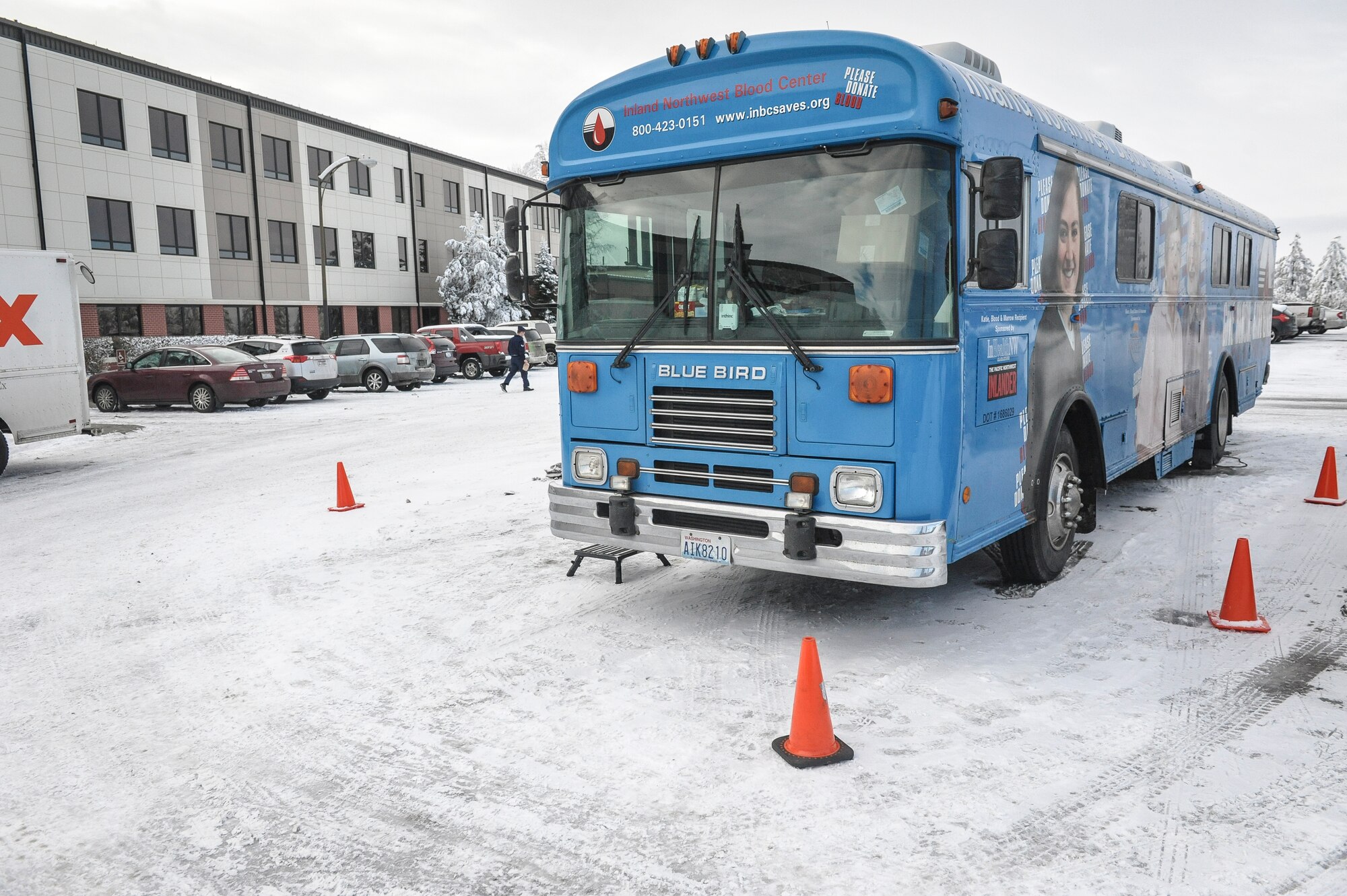 Every month the Inland Northwest Blood Center sets up at locations such as the Exchange and Medical Group on Fairchild Air Force Base, Wash., to offer service members the opportunity to give back to their community. (U.S. Air Force photo by Staff Sgt. Benjamin W. Stratton/Released)