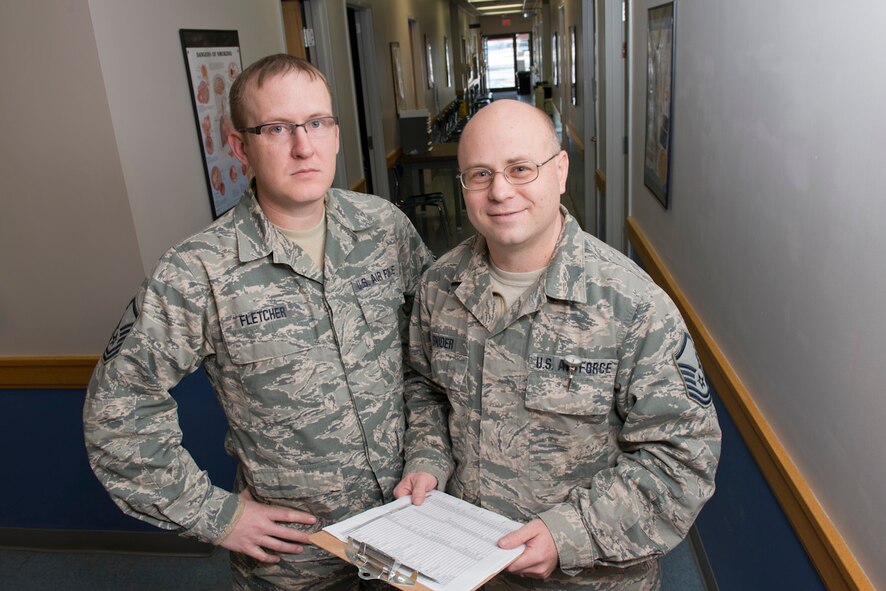 Master Sgt. Gary Fletcher and Master Sgt. Marty Snyder assisted Kanawha County officials and other military personnel with more than 1600 site inspections following the chemical spill that contaminated the Charleston area’s water supply. (Air National Guard photo by Master Sgt. Emily Beightol-Deyerle)