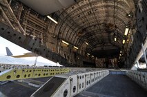 Humanitarian aid being offloaded from a Charleston based C-17 Globemaster III flown by reservists from the 701st Airlift Squadron.  The donated humanitarian aid was delivered to Panama and Honduras. (U.S. Air Force Photo/Maj. Wayne Capps)