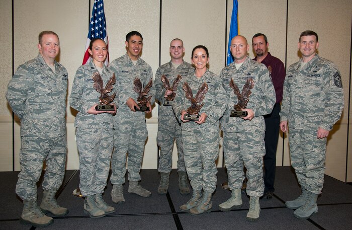 Several members of the 628th Air Base Wing received quarterly awards Jan 31, 2014 during the 628th ABW Quarterly Awards ceremony at the Charleston Club on Joint Base Charleston, S.C. (U.S. Air Force photo by Airman 1st Class Clayton Cupit)