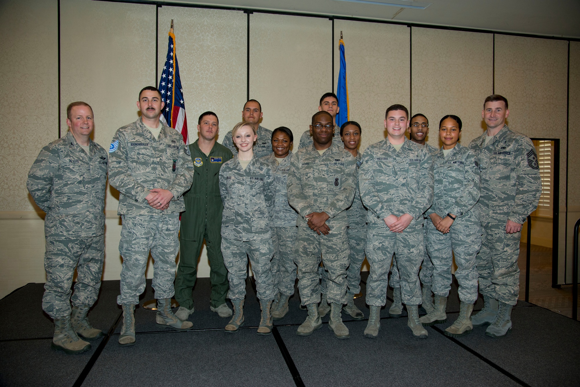 Several members of the 628th Air Base Wing were promoted Jan 31, 2014 during the 628th ABW Quarterly Awards ceremony at the Charleston Club on Joint Base Charleston, S.C. (U.S. Air Force photo by Airman 1st Class Clayton Cupit)