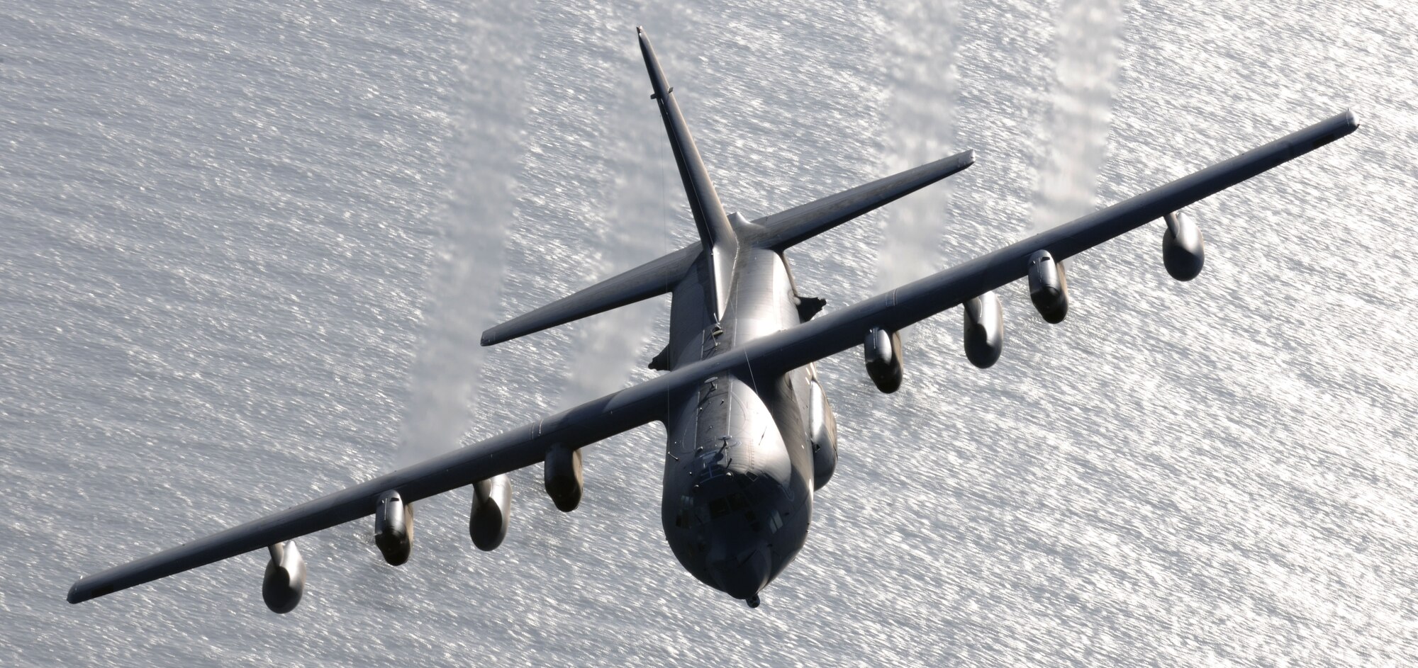 A 67th Special Operations Squadron MC-130P Combat Shadow takes its final flight in the U.K. Jan. 24, 2014. During the Combat Shadow’s last flight, it flew over previous stations it was assigned to in the U.K., including RAF Sculthorpe, RAF Prestwick, RAF Woodbridge and RAF Alconbury. Its departure marks the final step of Special Operations Command Europe's transition from the Combat Shadow to the MC-130J Commando II. (U.S. Air Force photo by Senior Airman Kate Maurer/Released)
