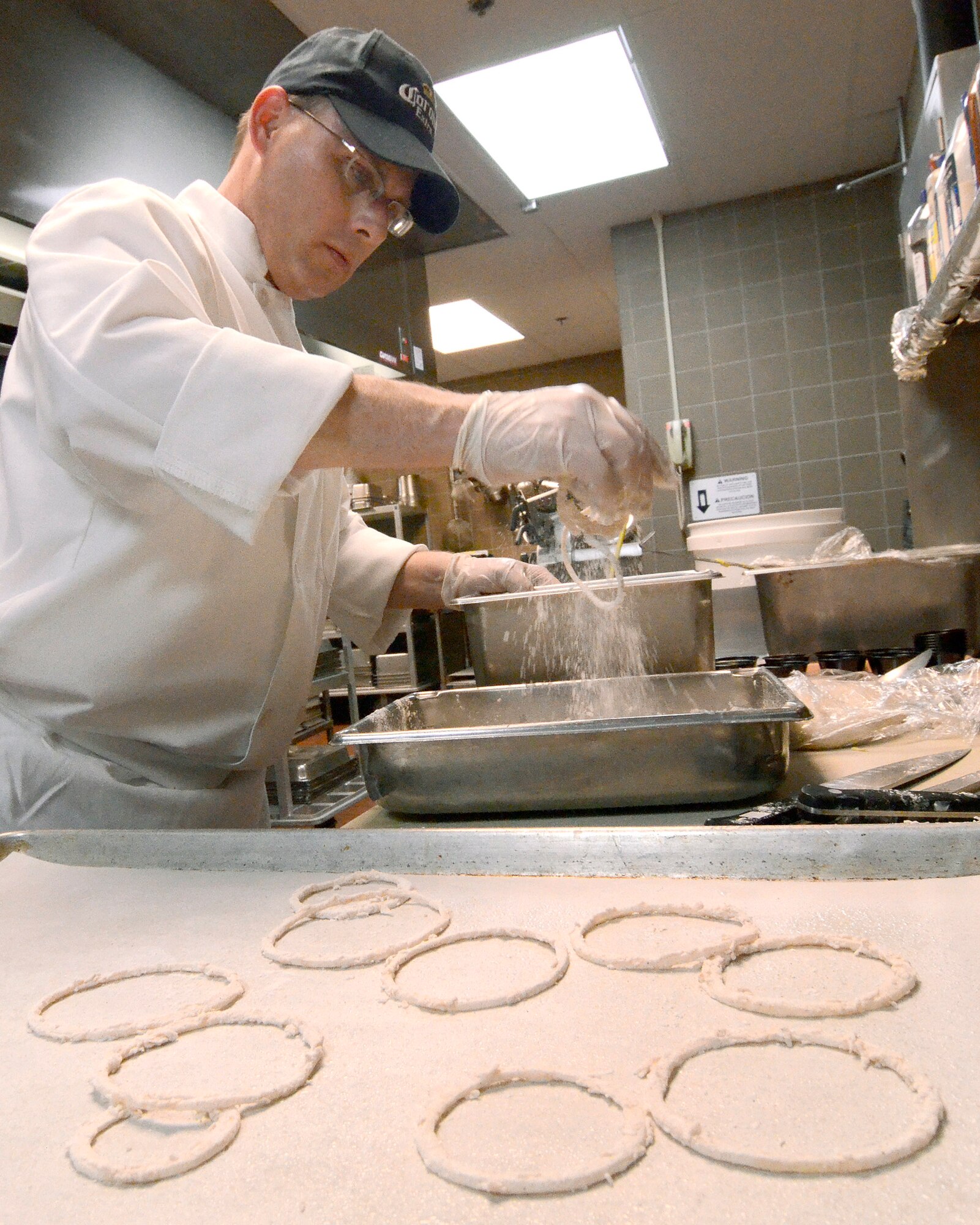 Mike Medford, Dobbins’ Consolidated Club chef, participates in the first taste test for the Air Force Reserve Command Top Chef Competition Oct. 28. (U.S. Air Force photo/Brad Fallin)