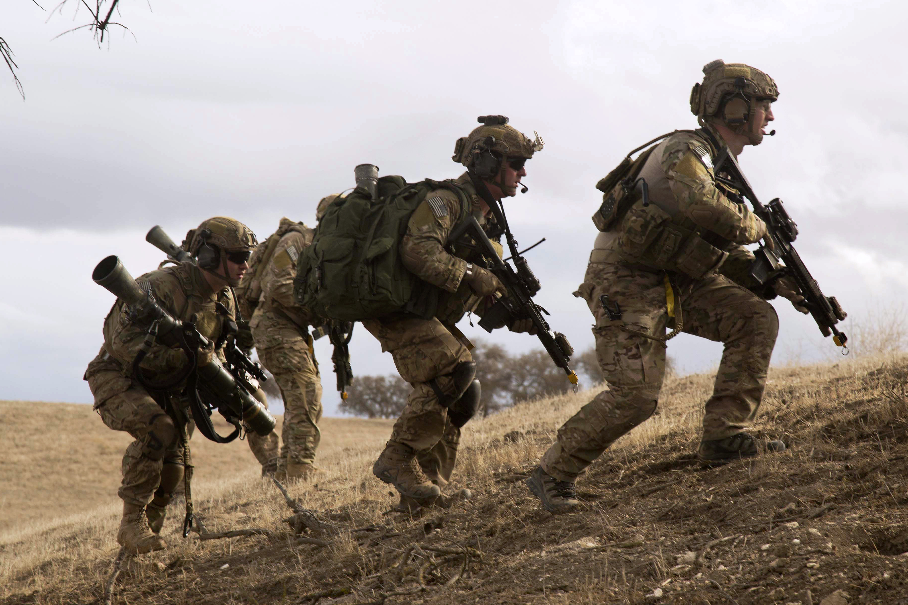 Army Rangers Rush Up A Hill Into Position During Training On Fort Images, Photos, Reviews