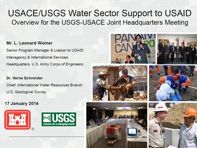 "USACE/USGS Water Sector Support to USAID," presented at the January 17, 2014 USACE-USGS Coordination Meeting.