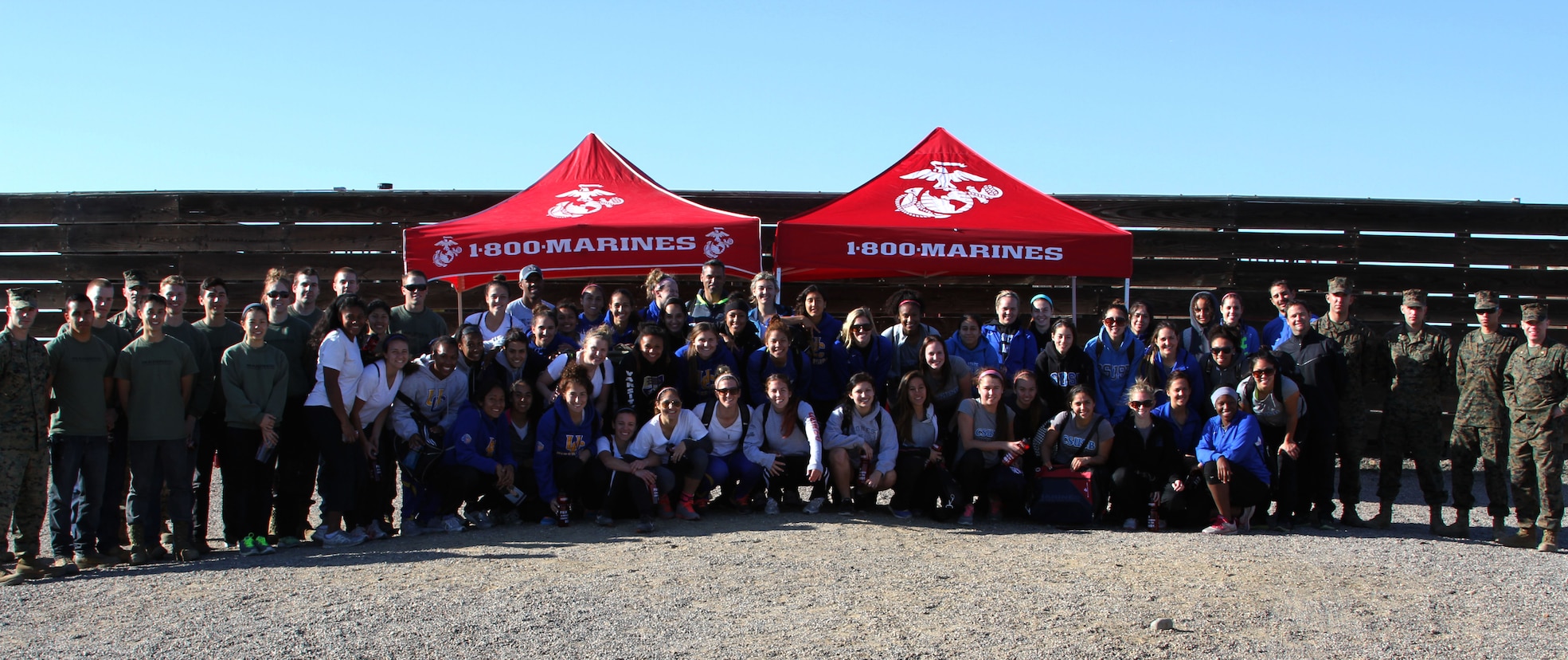 University of California Riverside and San Bernardino soccer players partnered with Marine Officer Selection Office Riverside for a leadership reaction course aboard Marine Corps Base Camp Pendleton, Calif., Feb. 1. A leadership reaction course is a 10-stall obstacle event that forces individuals to work as a team while testing their leadership ability.