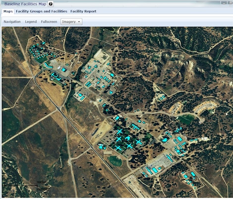 This screen shot of Fort Hunter Ligget, Calif. is used as part of the U.S. Army Corps of Engineers Net Zero Planner system to calculate estimated energy use for each building. The grant will integrate this tool, with the Corps’ Comprehensive Army Master Planning Solution Dashboard, to develop a new analytical system to more quickly, effectively and routinely evaluate ways to cut the Pentagon’s energy bill at each installation.