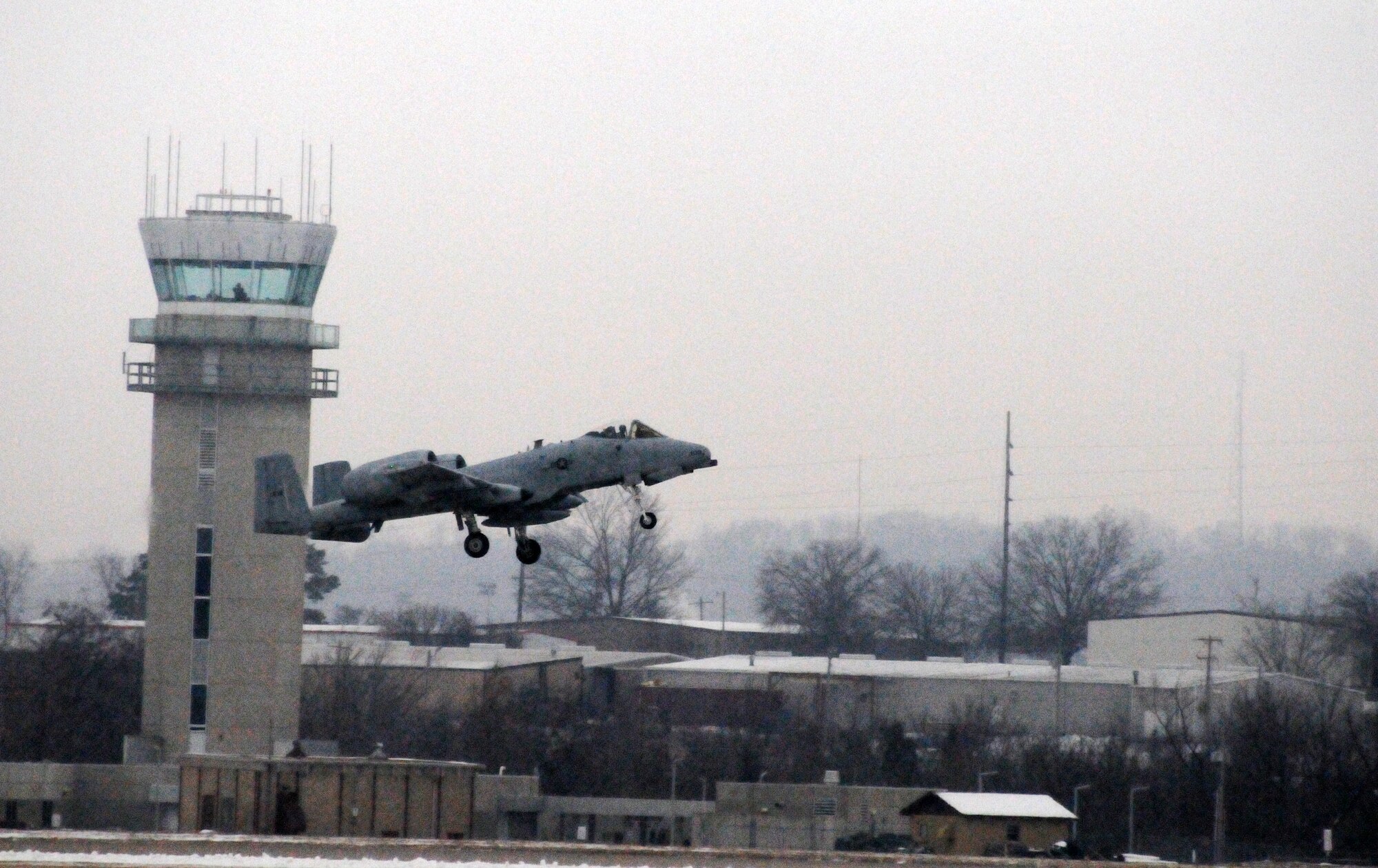 An A-10C Thunderbolt II "Warthog" (Tail No. 639) with the 188th Fighter Wing takes off from Ebbing Air National Guard Base, Fort Smith, Ark., Feb. 5, 2014. Tail No. 639 departed for Moody Air Force Base, Ga., as part of the 188th’s on-going conversion from a fighter mission to a remotely piloted aircraft and Intelligence mission, which will include a space-focused targeting squadron. The 188th now has eight remaining A-10s left on station. The A-10 will join Moody AFB’s 75th Fighter Squadron. (U.S. Air National Guard photo by Tech Sgt. Josh Lewis)
