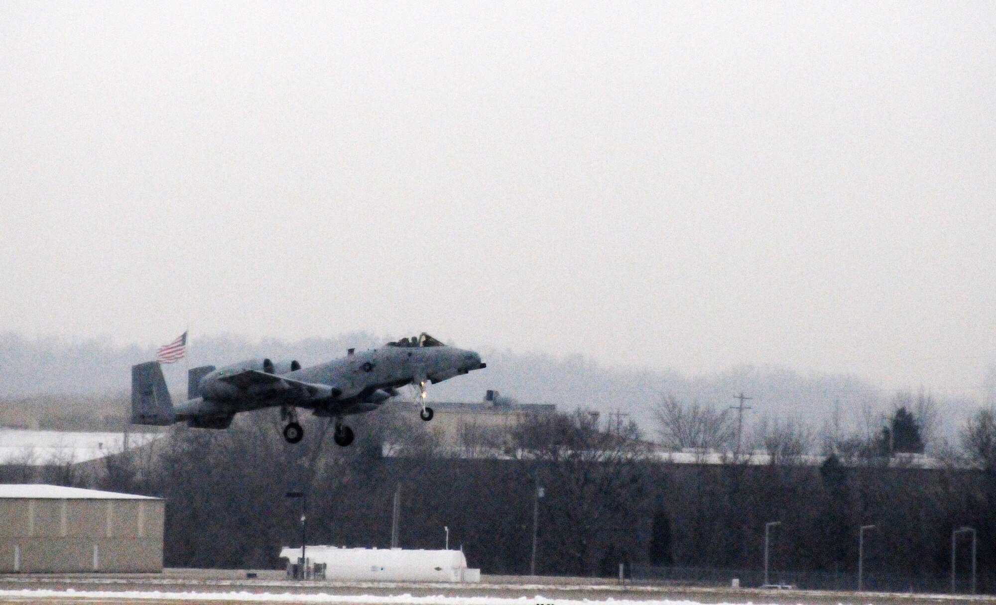 An A-10C Thunderbolt II "Warthog" (Tail No. 639) with the 188th Fighter Wing takes off from Ebbing Air National Guard Base, Fort Smith, Ark., Feb. 5, 2014. Tail No. 639 departed for Moody Air Force Base, Ga., as part of the 188th’s on-going conversion from a fighter mission to a remotely piloted aircraft and Intelligence mission, which will include a space-focused targeting squadron. The 188th now has eight remaining A-10s left on station. The A-10 will join Moody AFB’s 75th Fighter Squadron. (U.S. Air National Guard photo by Tech Sgt. Josh Lewis)