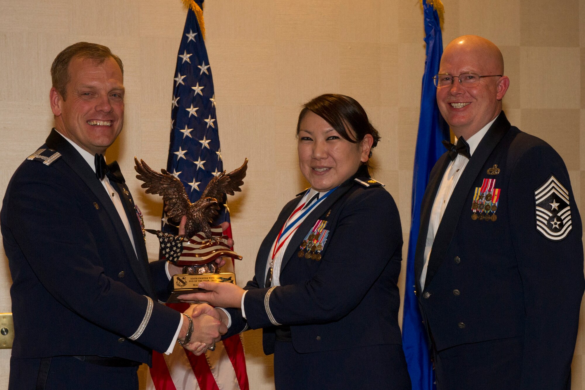 Maj, Sylvia Kim, 354th Medical Group FGO of the Year (U.S. Air Force photo by Senior Airman Joshua Turner/Released)
