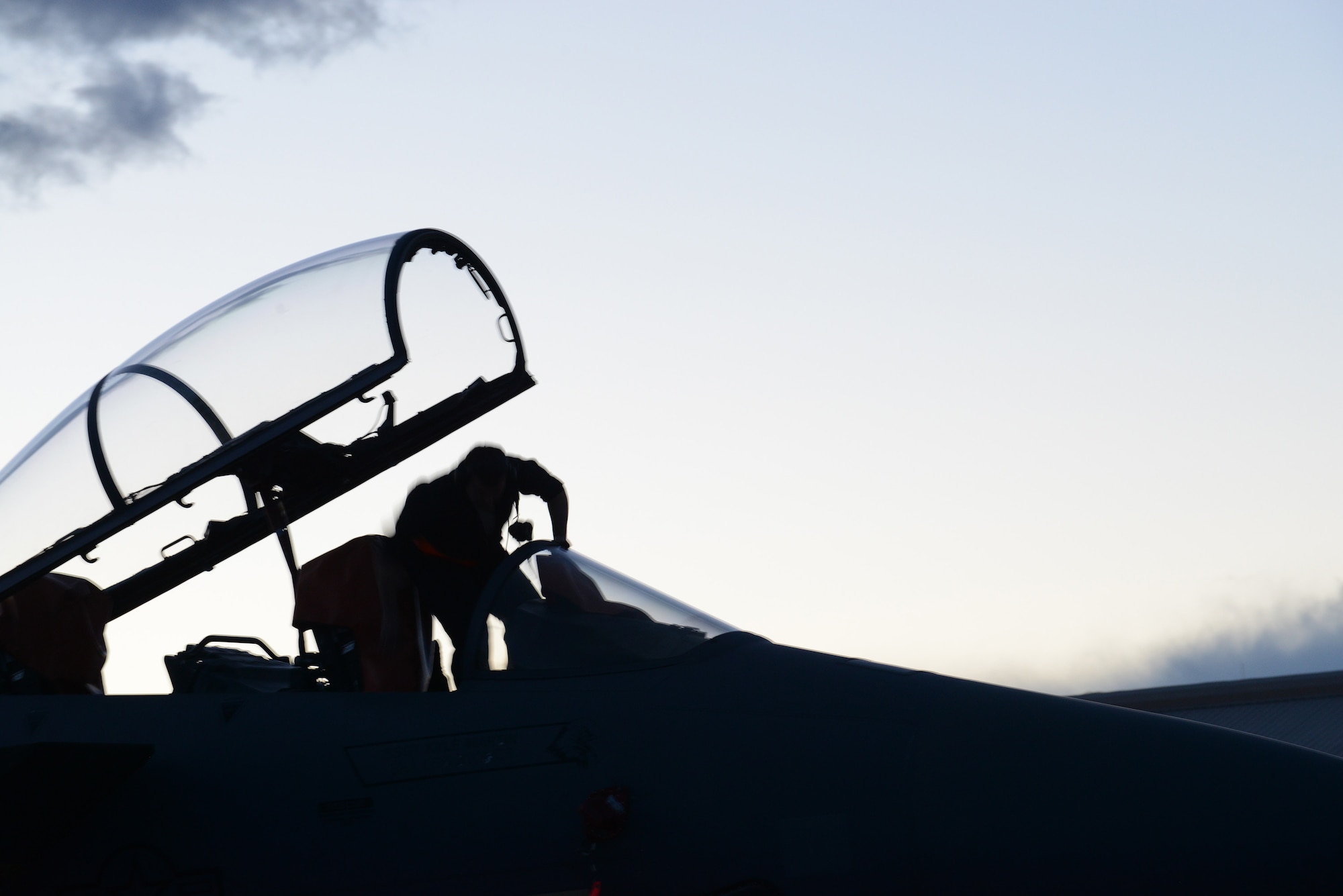 Senior Airman Oren Hemphill, 366th Aircraft Maintenance Squadron crew chief from Mountain Home Air Force Base, Idaho, checks the inside of an F-15E Strike Eagle Jan. 31, 2014, at Nellis Air Force Base, Nev. During Red Flag exercises, the Air Force’s 2.9 million acre Nevada Test and Training Range plays host to multiple simulated air wars that provide the most realistic training possible for U.S. and coalition air and ground crews. (U.S. Air Force photo by Senior Airman Benjamin Sutton/Released)