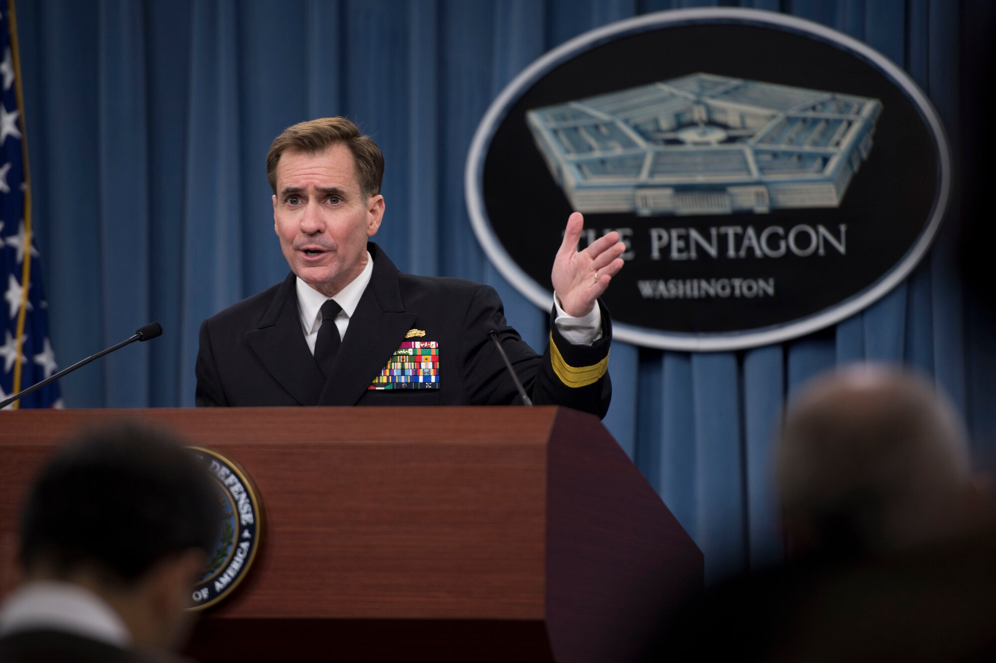 Defense Secretary Chuck Hagel is concerned that systemic issues involving ethical lapses may be threatening the health of the force and they have his full attention, Pentagon Press Secretary Navy Rear Adm. John Kirby said during a briefing at the Pentagon, Feb. 5, 2014. Kirby said senior leaders are working to fix any systemic issues amid alleged cheating on proficiency tests at an Air Force missile base and at the Navy’s nuclear propulsion school. (DOD photo by Erin A. Kirk-Cuomo)