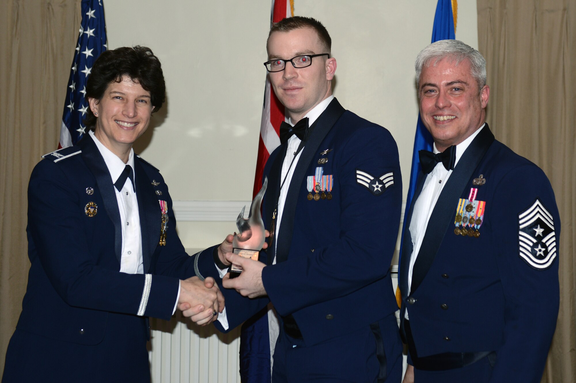 RAF ALCONBURY, United Kingdom - Senior Airman Richard Stokes, 422nd Communications, was named the 501st Combat Support Wing's Airman of the Year. Stokes, from Brandon, Miss., was selected as the maintenance team lead, guiding five Airmen that troubleshot 117 outages. He also led five on an Airmen circuit validation team, spending a total of 1,200 hours to correct 774 cables, an effort that was lauded by a higher headquarters inspection team. (U.S. Air Force photo by Tech. Sgt. Chrissy Best)