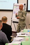 Maj. Gen. Thomas H. Katkus, adjutant general of the Alaska National Guard, gives a welcome speech at the start of a Strategic Execution course at Joint Base Elmendorf-Richardson, Alaska, Jan. 6, 2014.